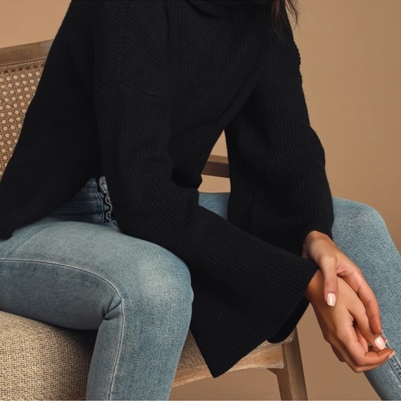 Lulus Fireside Chats Black Knit Turtleneck Sweater Size S - Picture 8 of 9